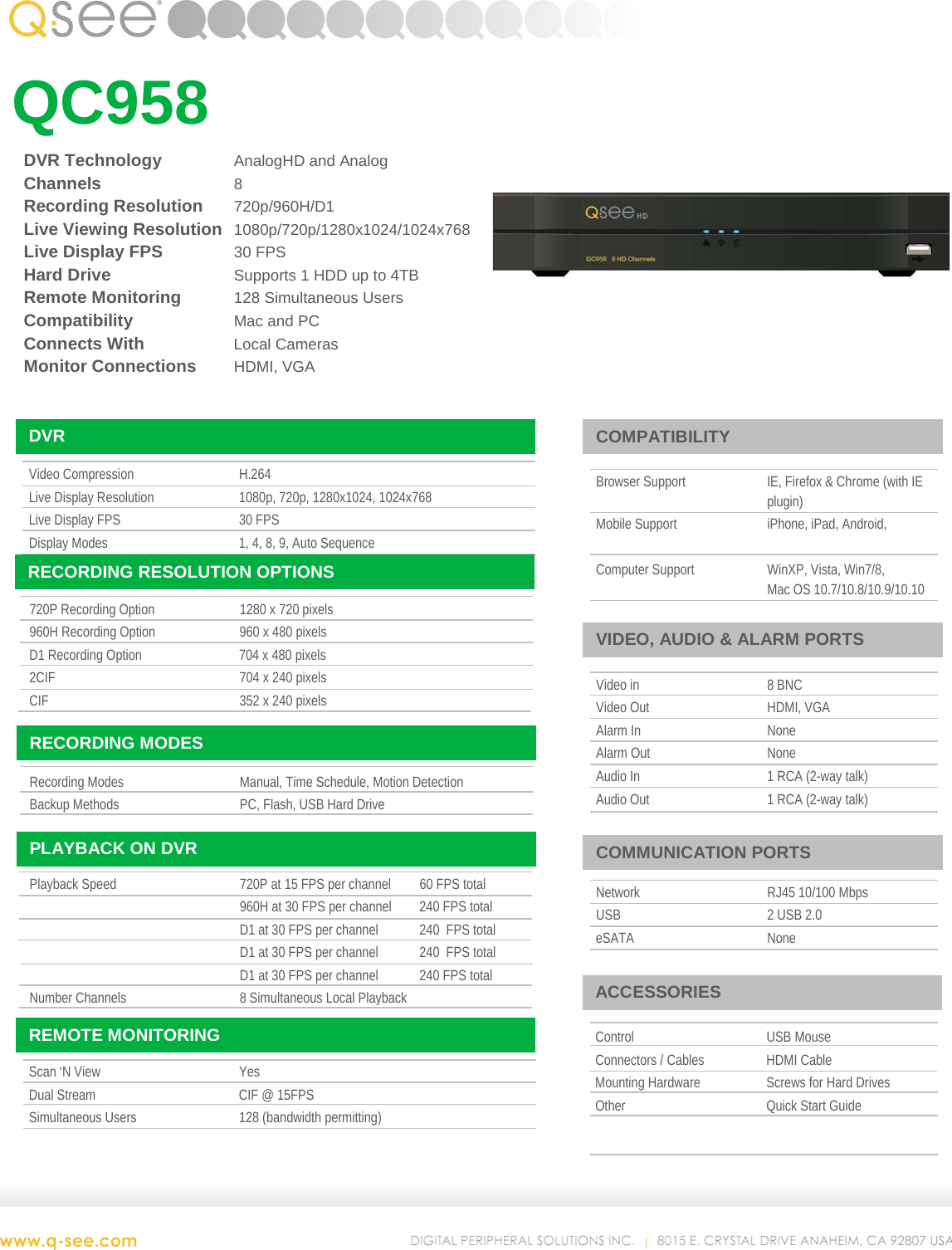 Page 1 of 2 - Q-See Qc958 User Manual