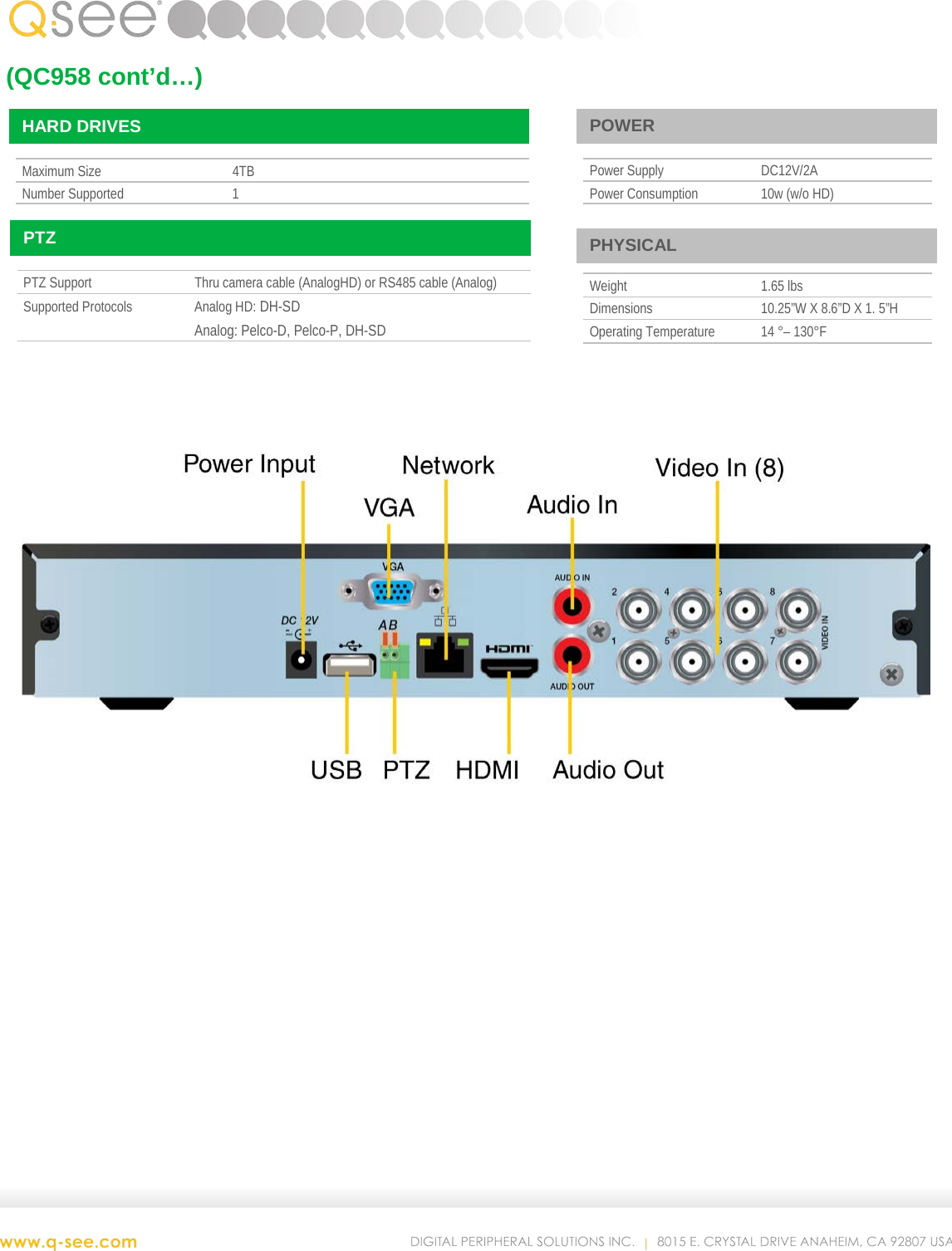 Page 2 of 2 - Q-See Qc958 User Manual