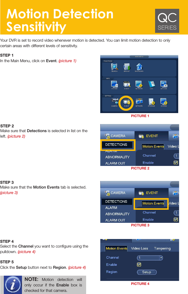Q See Qc Motion Detection Sensitivity User Manual