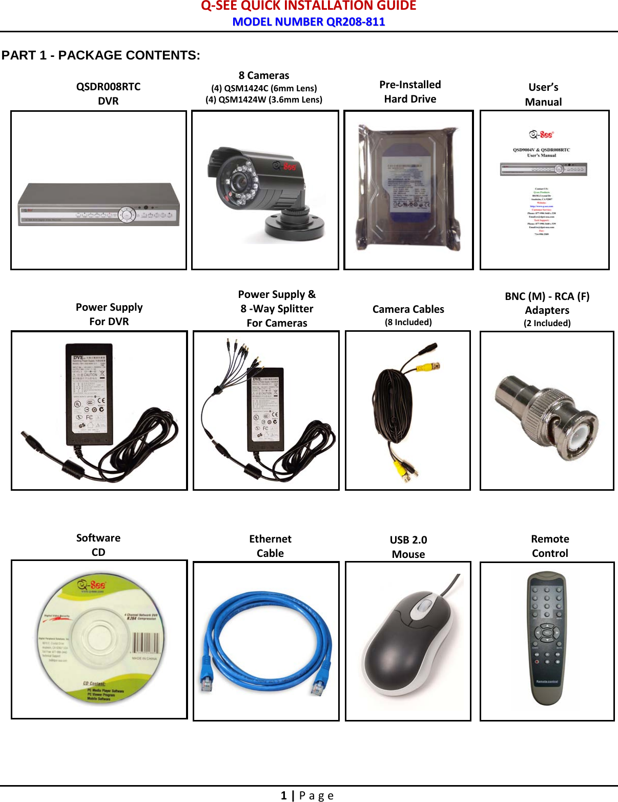 Page 2 of 9 - Q-See Qr208-811-Qsweb 44KRTC QUICK INSTALLATION GUIDE User Manual