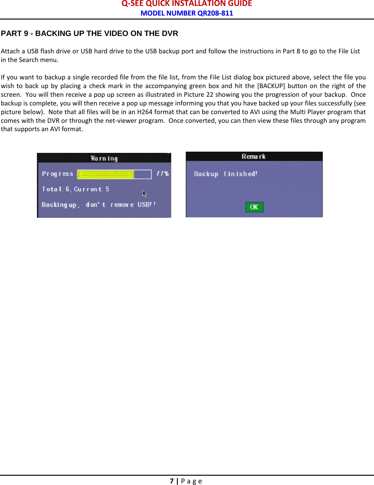 Page 8 of 9 - Q-See Qr208-811-Qsweb 44KRTC QUICK INSTALLATION GUIDE User Manual