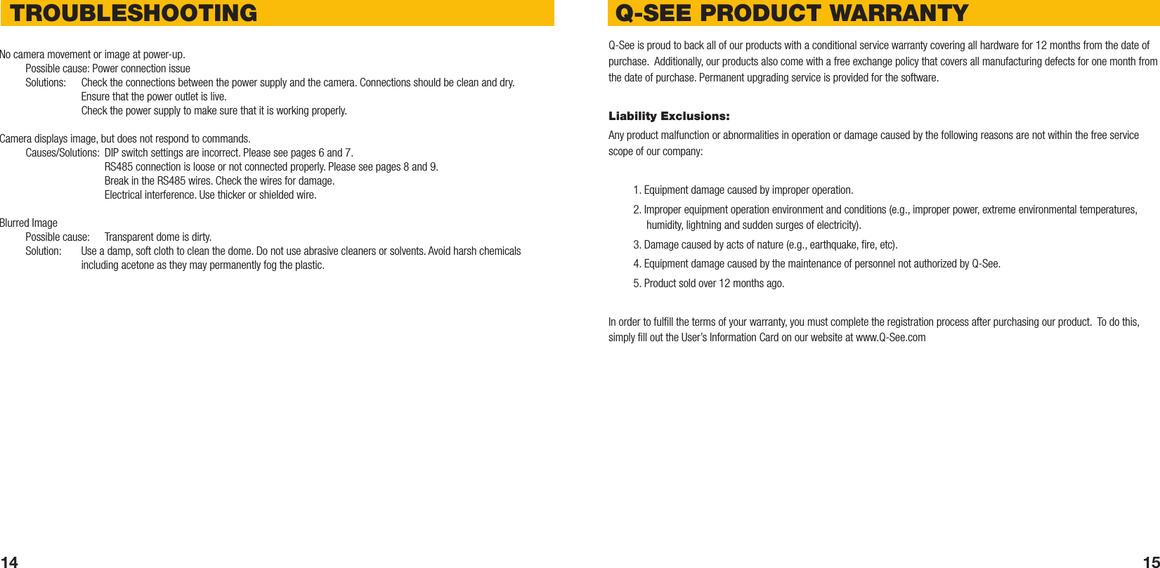 Page 8 of 9 - Q-See Qsz515D Camera Manual 145Mmx145Mm Web User