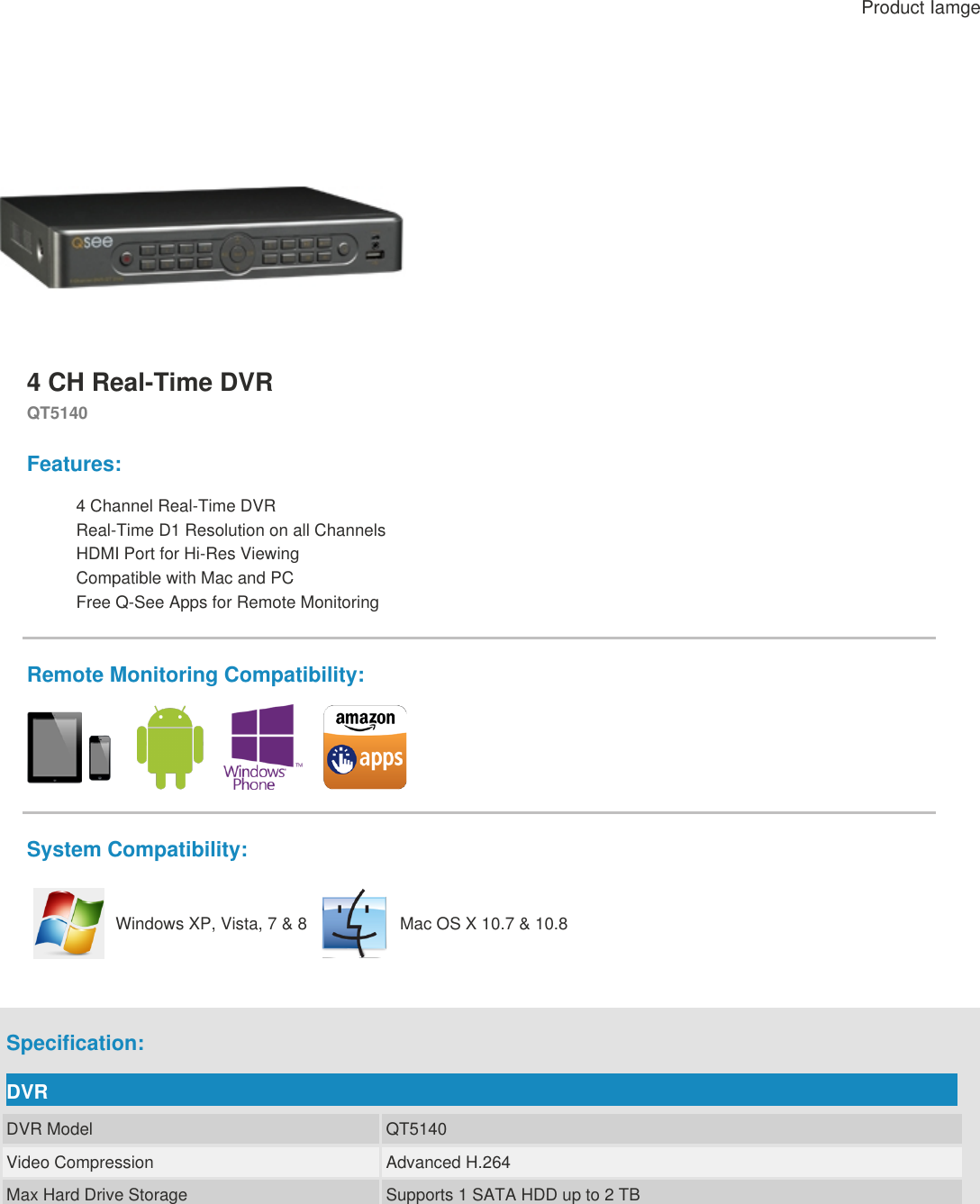 Page 1 of 2 - Q-See Qt5140 User Manual