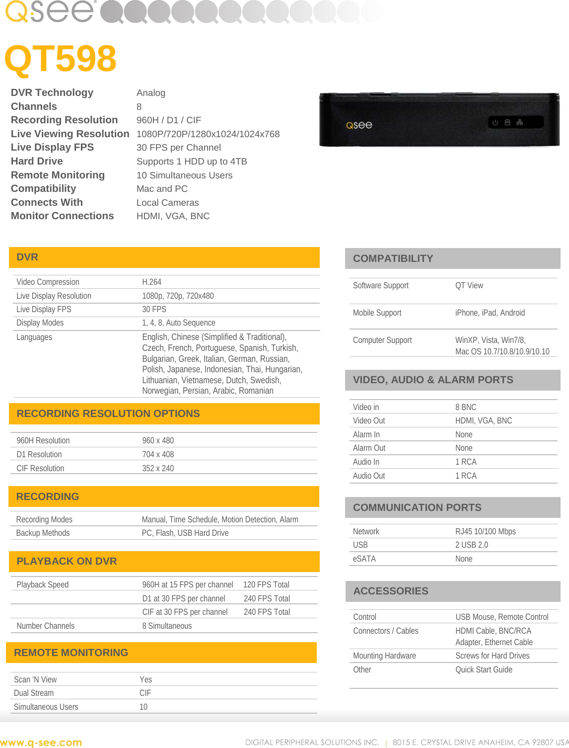 Page 1 of 2 - Q-See Qt598 User Manual