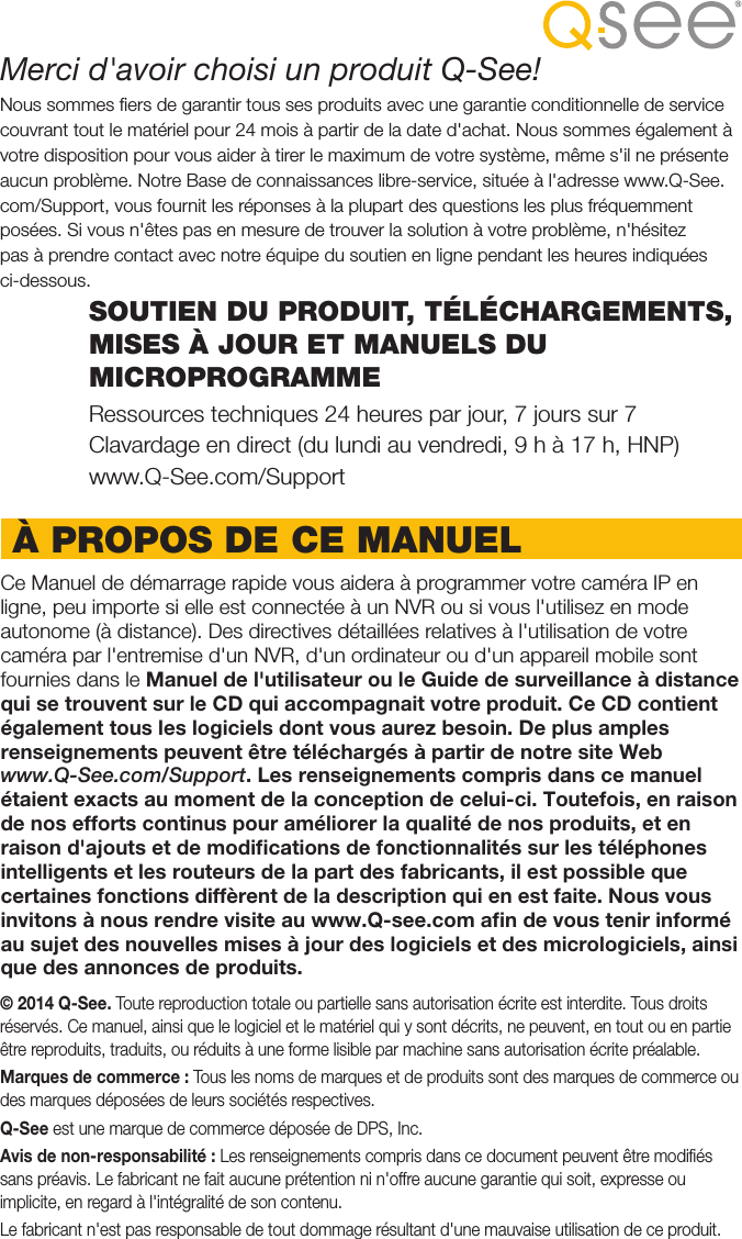Page 2 of 12 - Q-See Qt Ip Cameras (Fr) Web User Manual