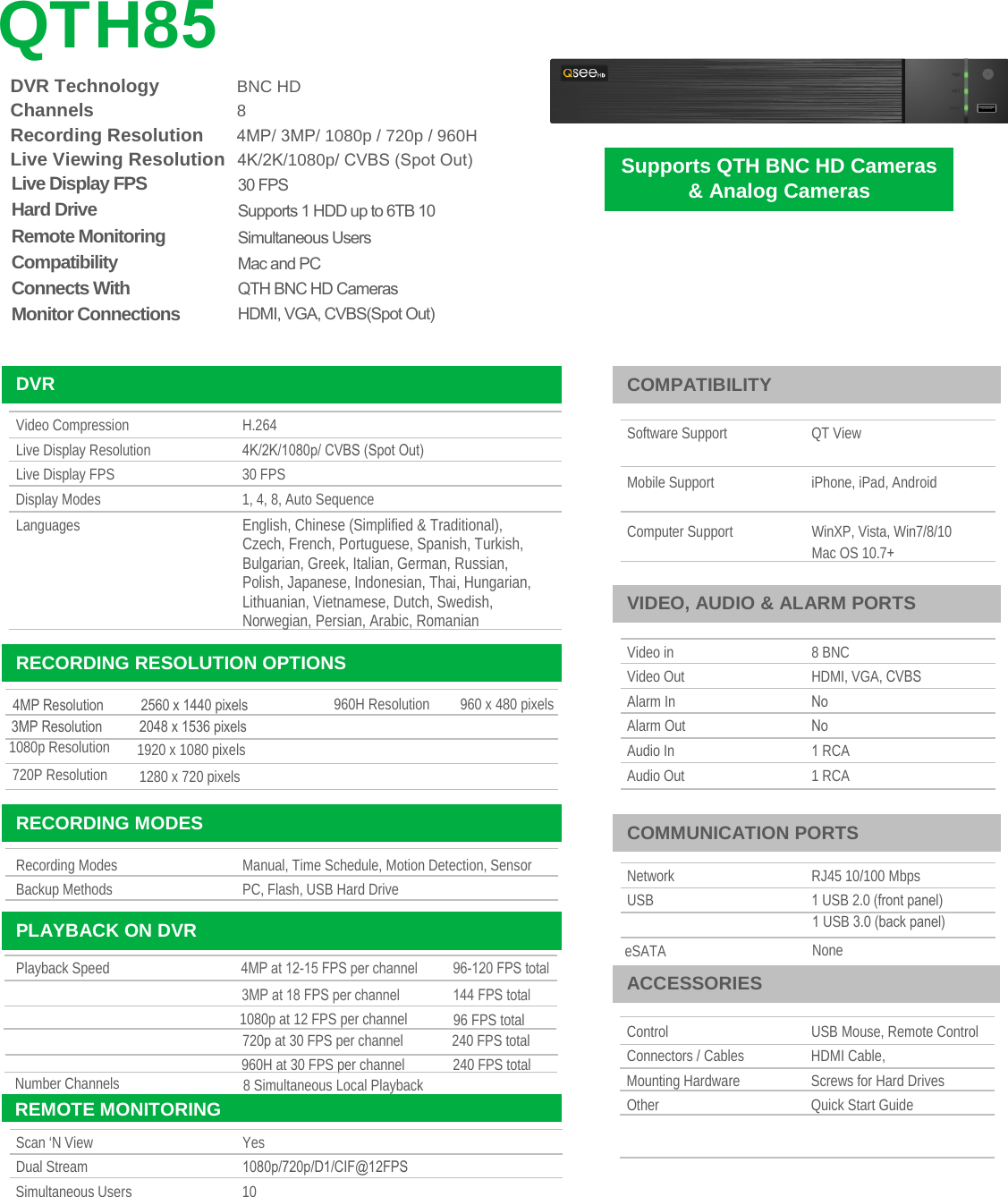 Page 1 of 2 - Q-See Qth85 User Manual