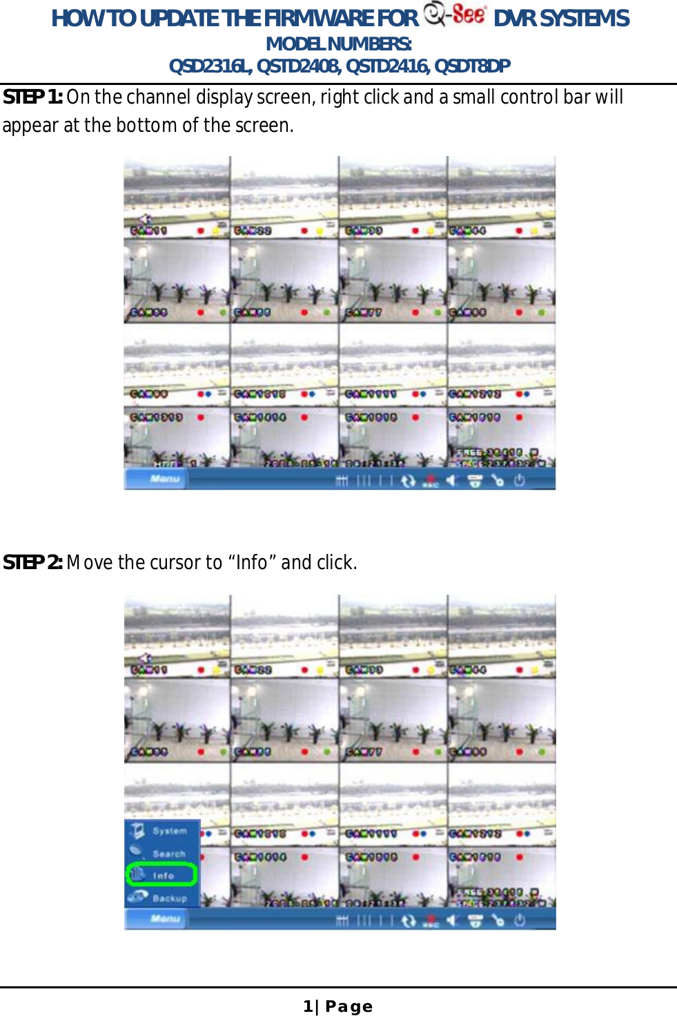Page 1 of 12 - Q-See Updating The Firmware T User Manual