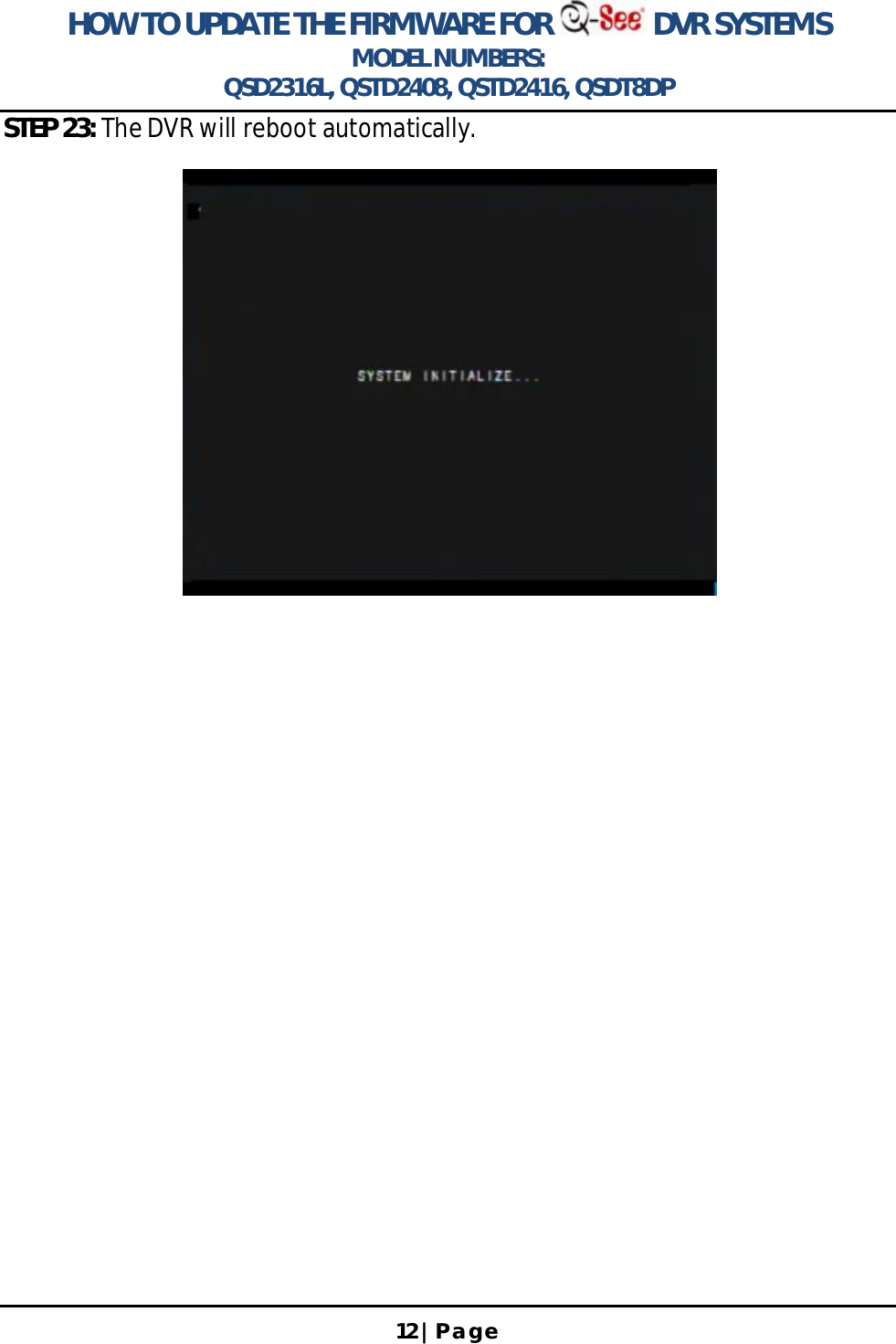 Page 12 of 12 - Q-See Updating The Firmware T User Manual