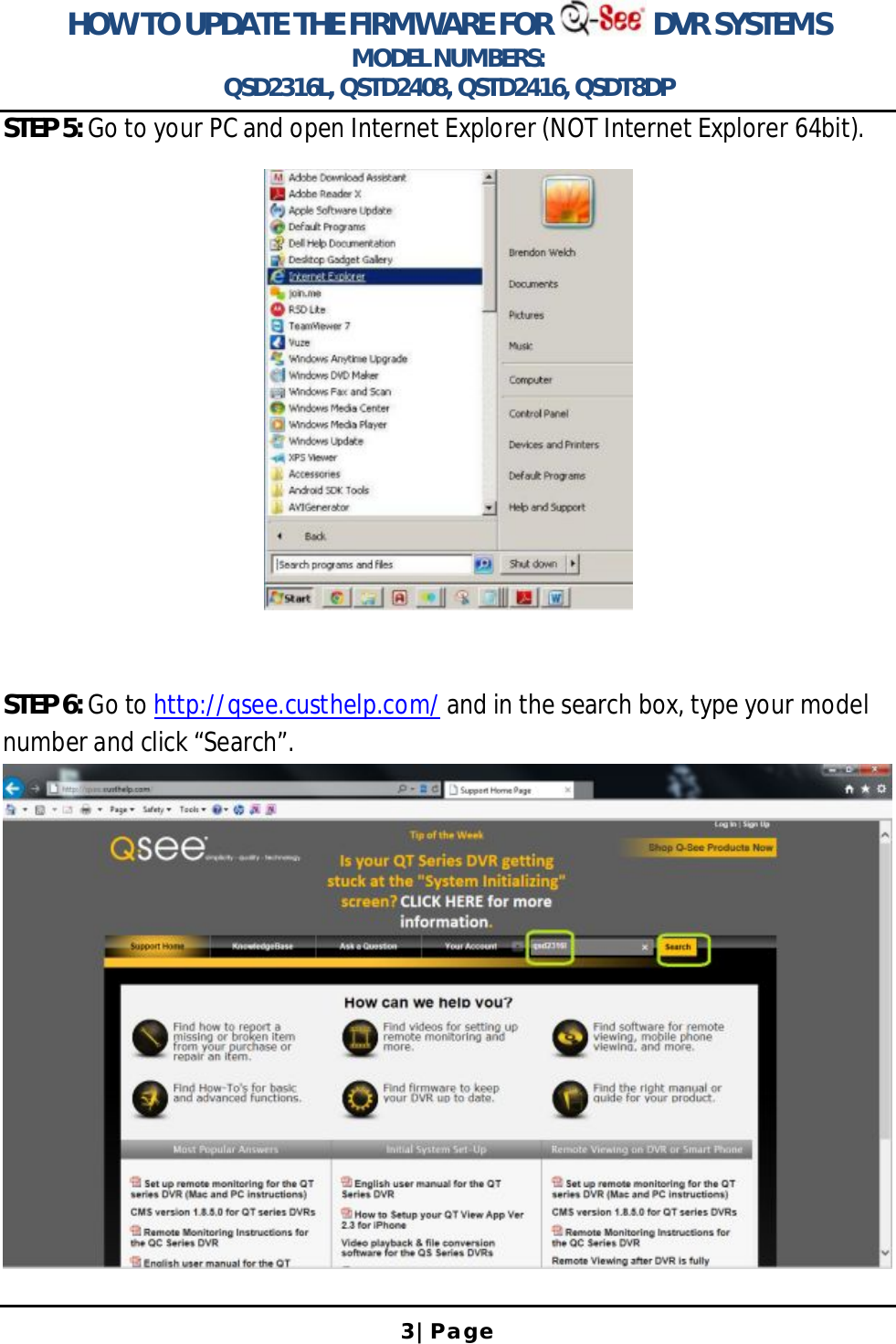 Page 3 of 12 - Q-See Updating The Firmware T User Manual