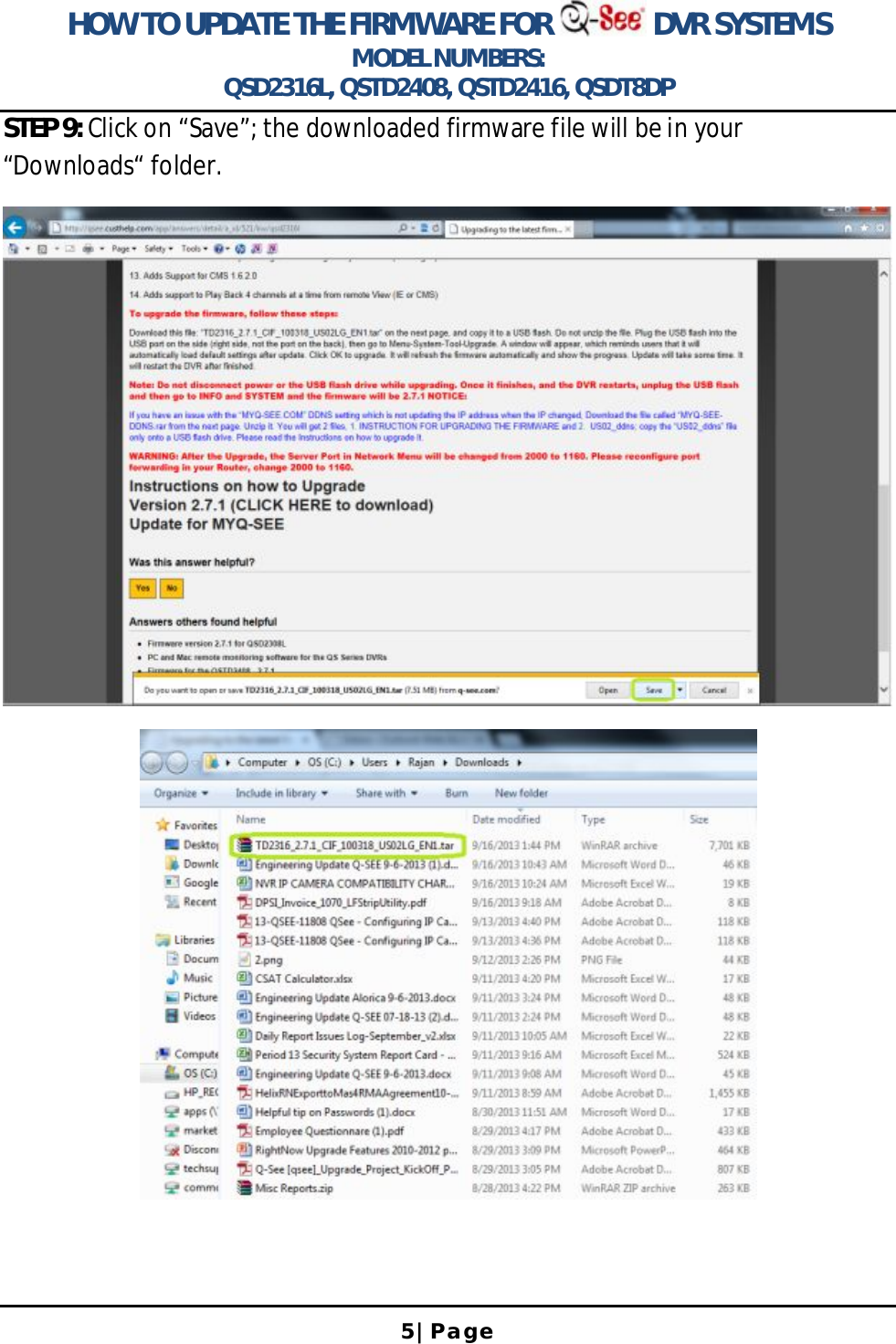 Page 5 of 12 - Q-See Updating The Firmware T User Manual