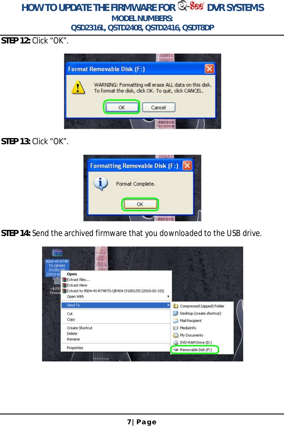 Page 7 of 12 - Q-See Updating The Firmware T User Manual