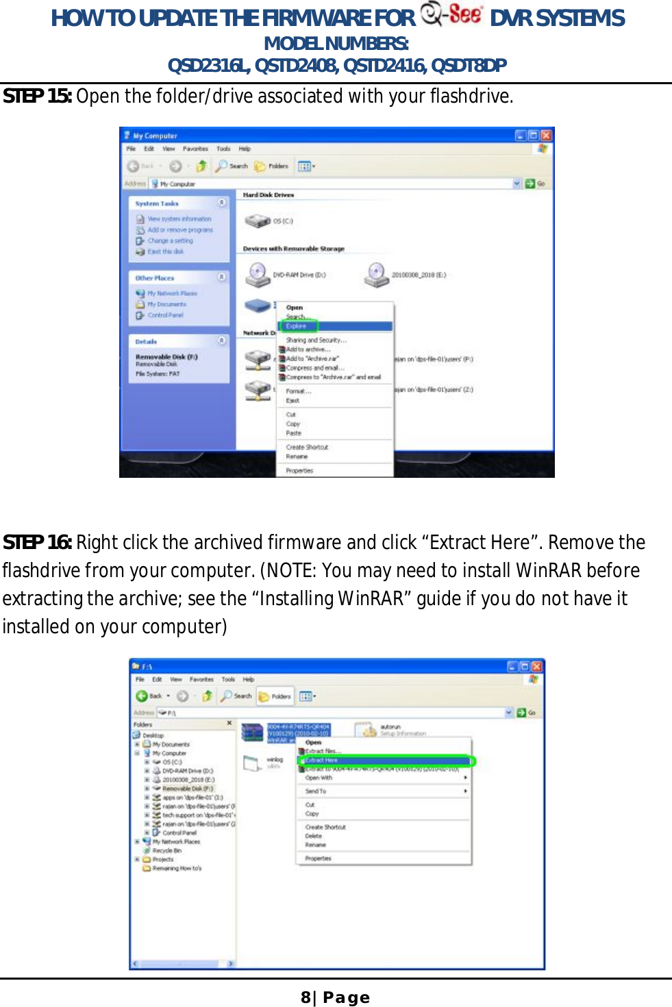 Page 8 of 12 - Q-See Updating The Firmware T User Manual