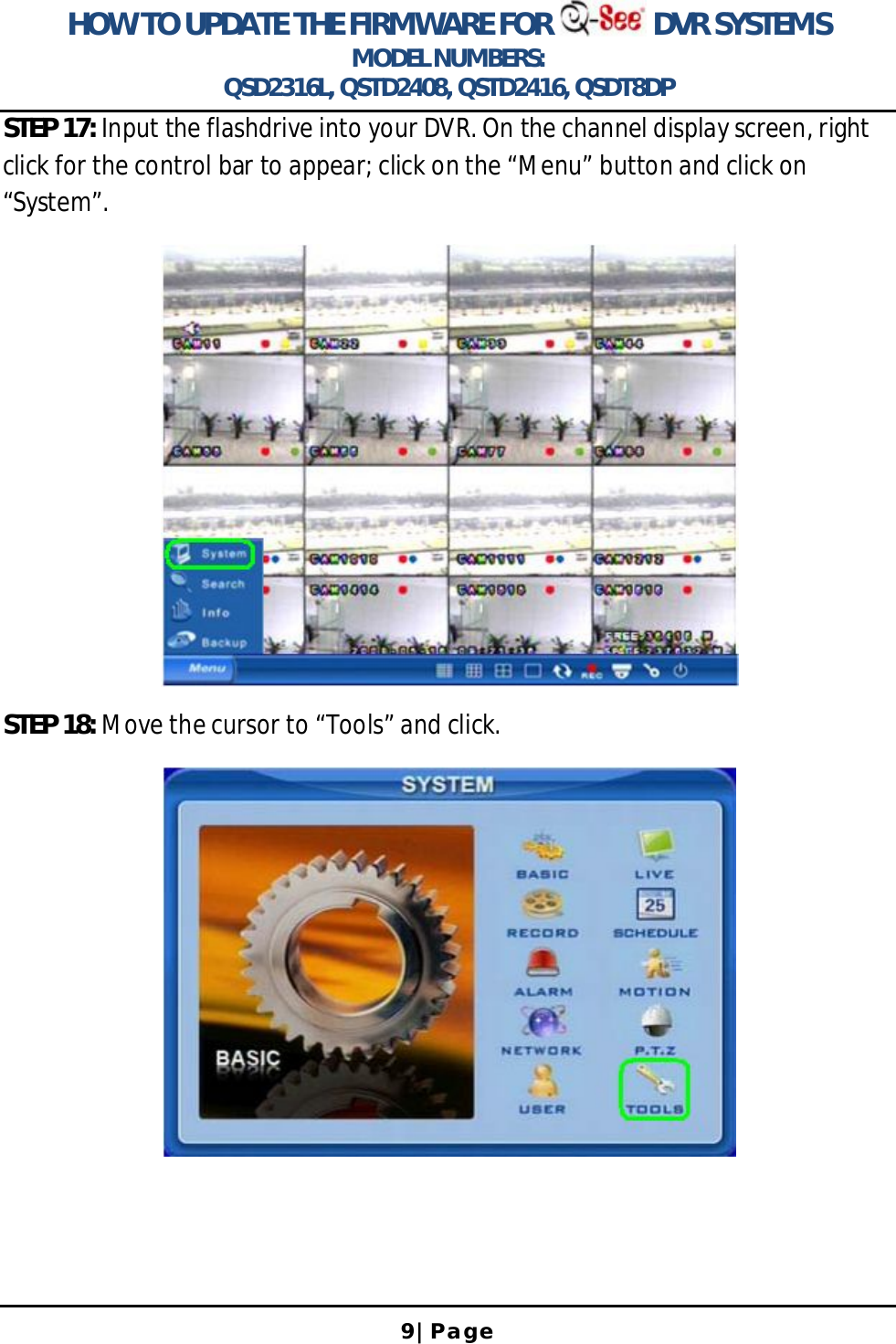Page 9 of 12 - Q-See Updating The Firmware T User Manual