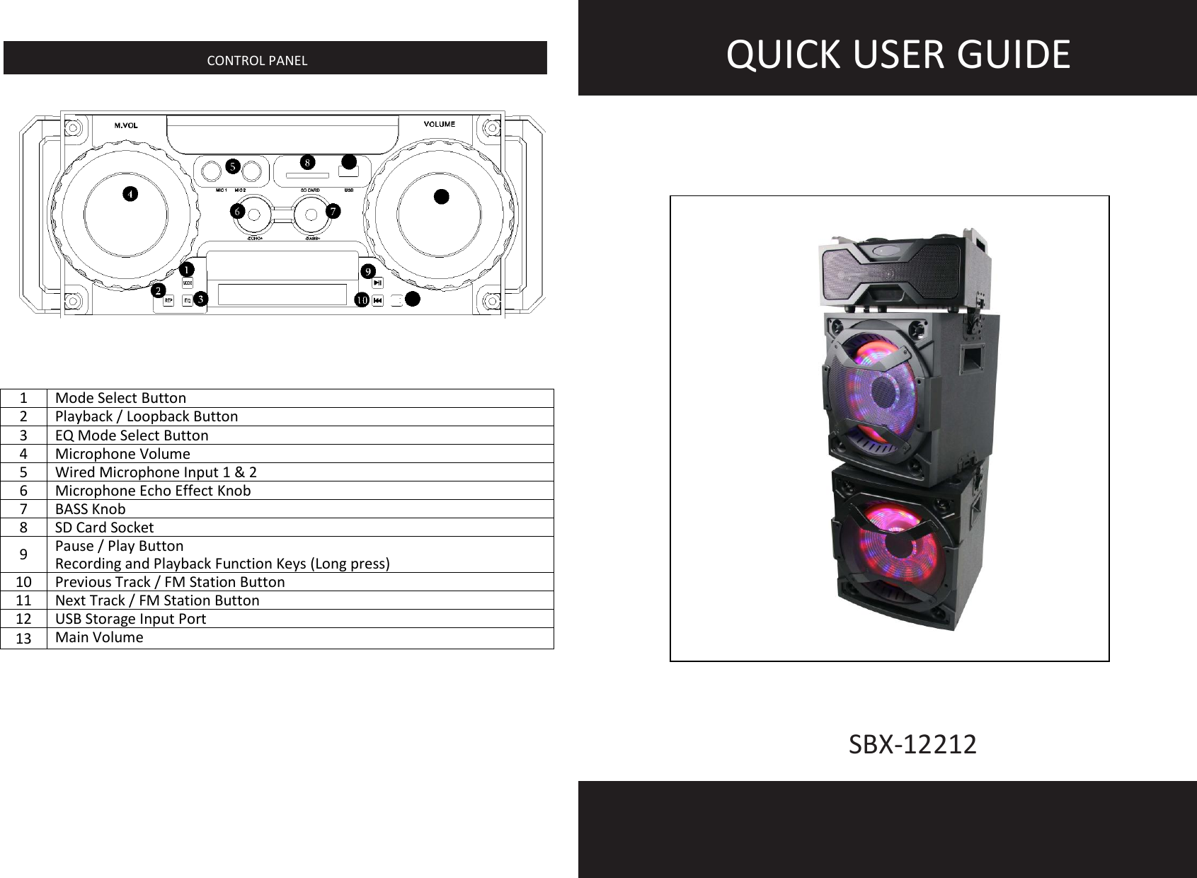 Page 1 of QFX SBX12212 Speaker User Manual 