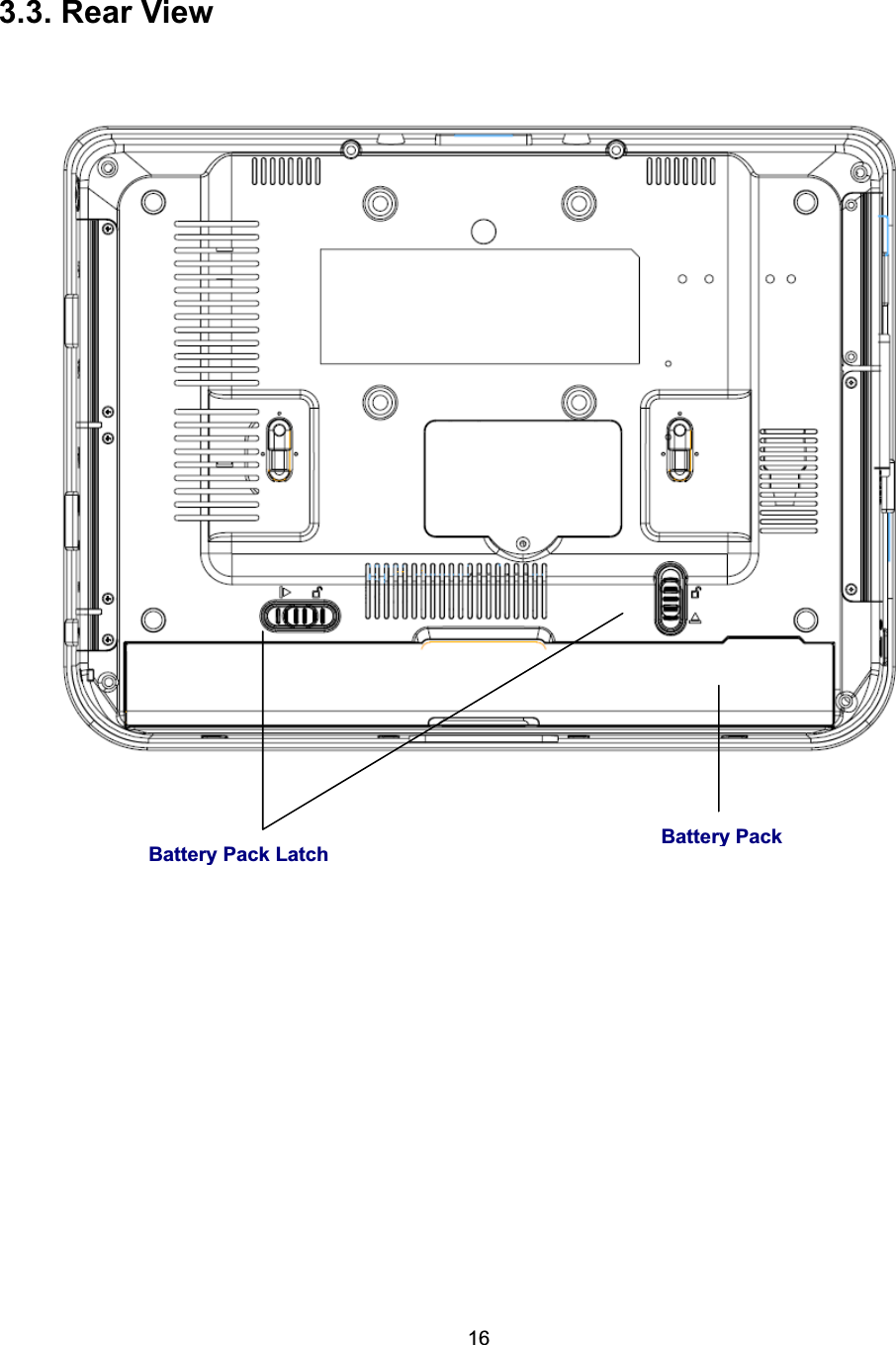 163.3. Rear View Battery Pack Battery Pack Latch 
