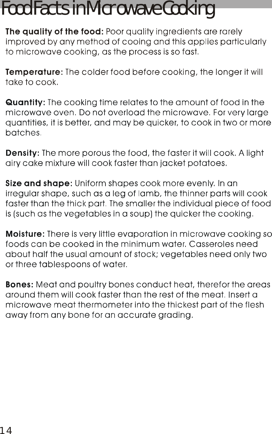 Food Facts in Microwave Cooking14