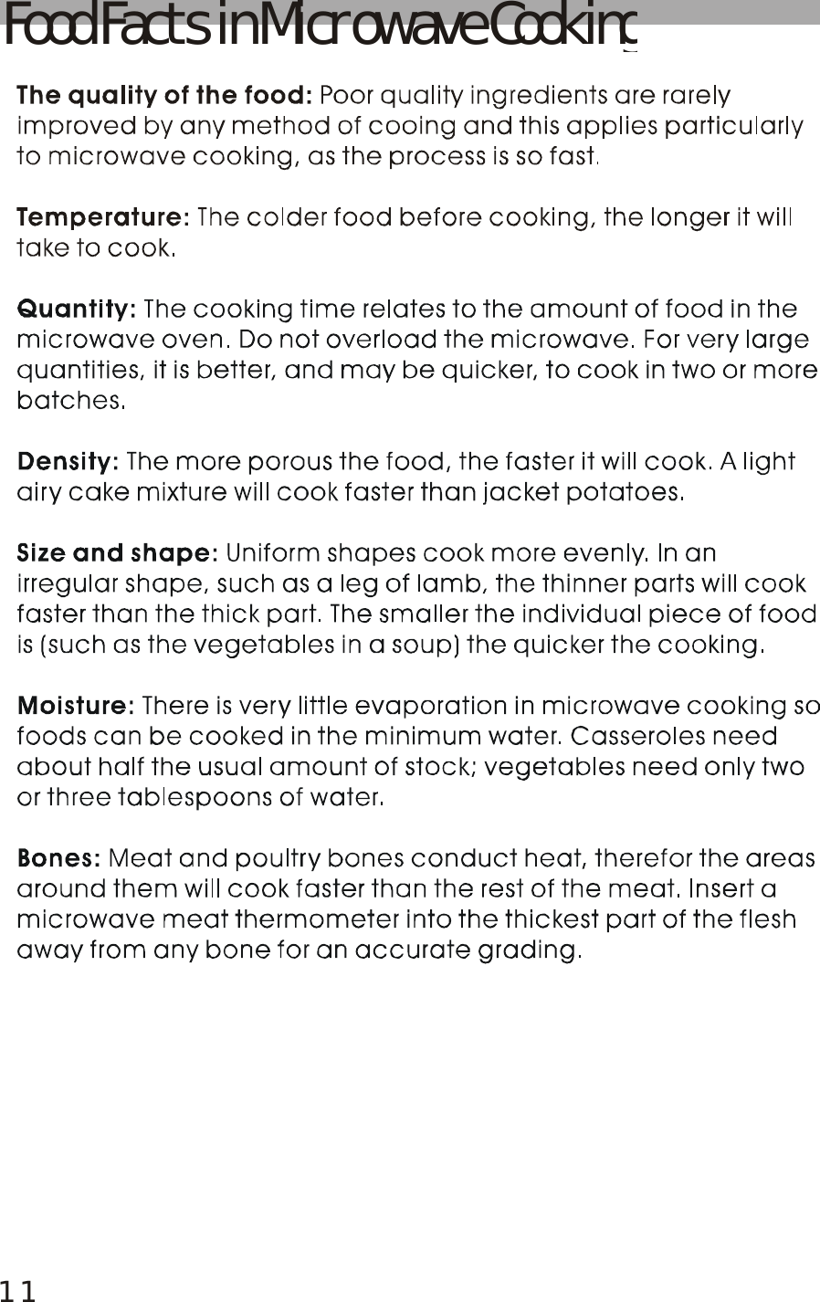 11Food Facts in Microwave Cooking