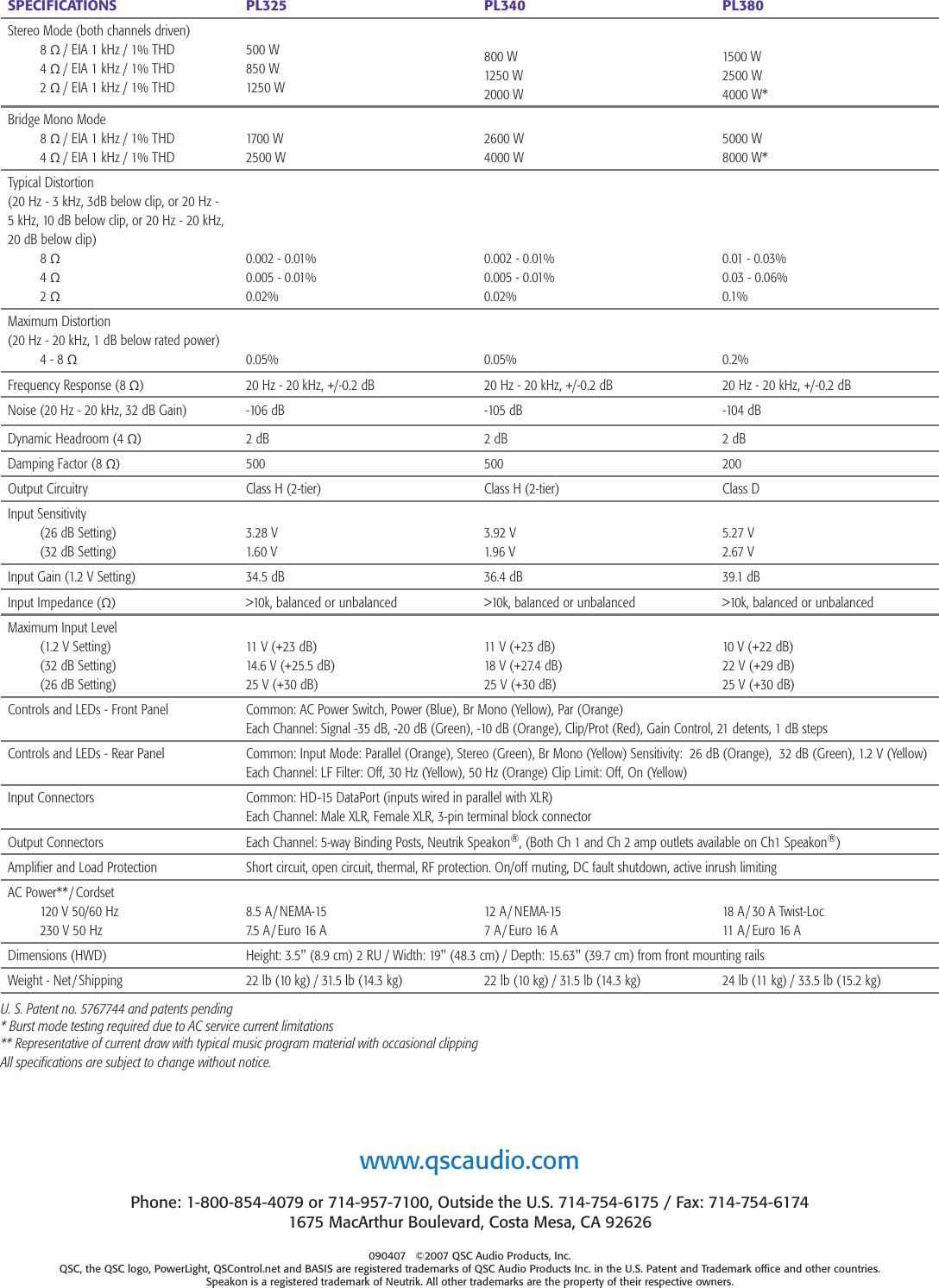 Page 8 of 8 - Qsc Qsc-3-Series-Users-Manual-  Qsc-3-series-users-manual