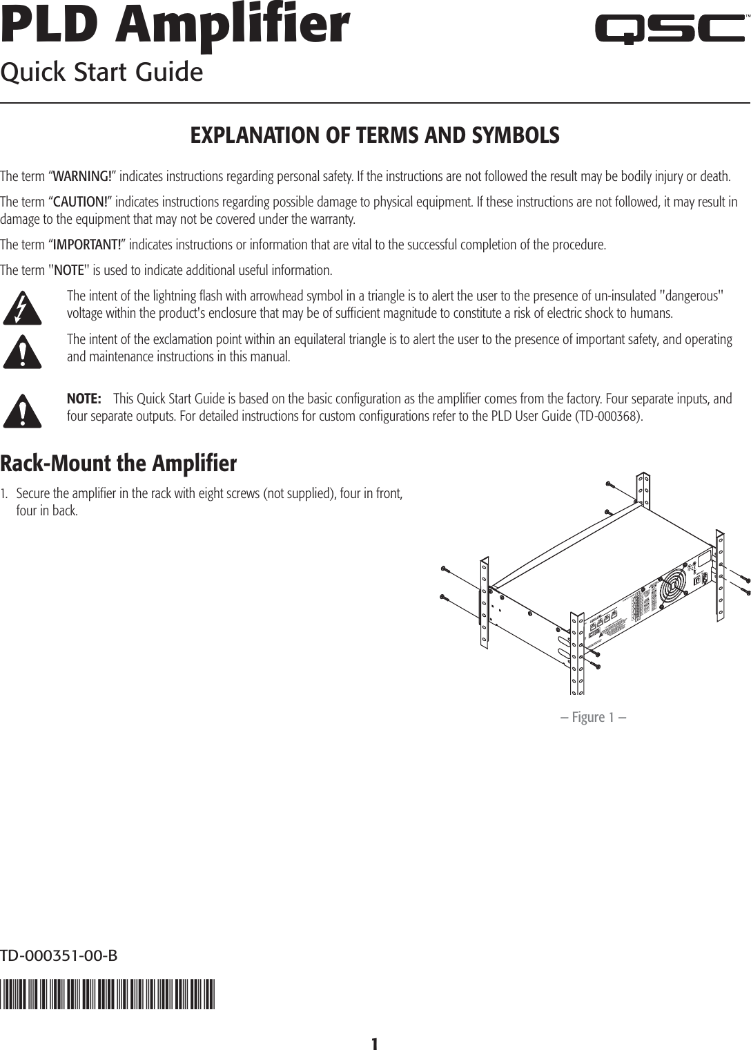 Page 1 of 9 - Qsc Qsc-Pld4-5-Quick-Start-Guide TD000351-00-B
