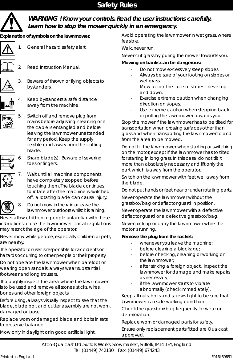Page 2 of 8 - Qualcast Qualcast-Cobra-32-Users-Manual- F016L69851  Qualcast-cobra-32-users-manual