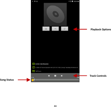 33     Song Status Track Controls Playback Options    