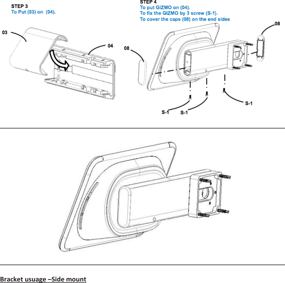     Bracket usuage –Side mount  