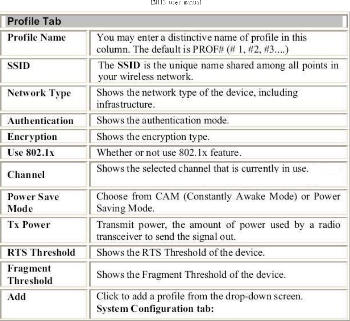 EM113 user manual