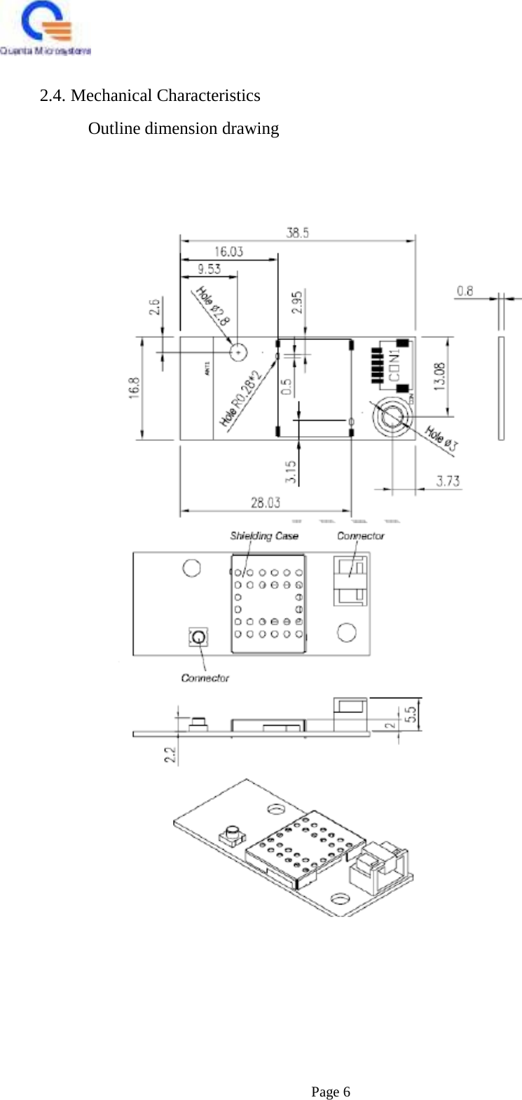    2.4. Mechanical Characteristics   Outline dimension drawing                                                                  Page 6 