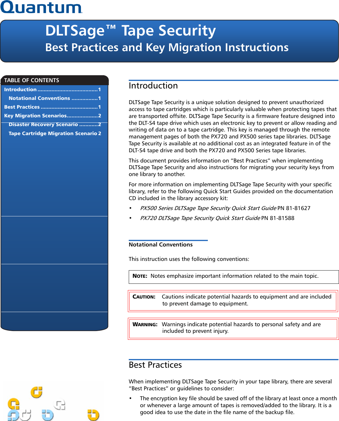 Page 1 of 2 - Quantum Quantum-Px720-Users-Manual- DLTSage™ Tape Security Best Practices And Key Migration Instructions  Quantum-px720-users-manual