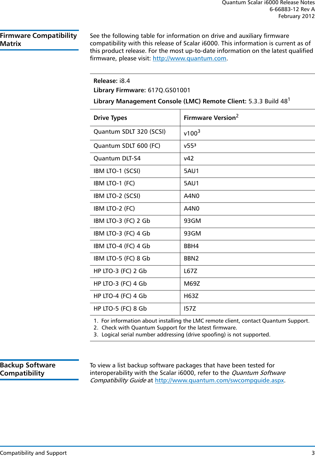 Page 3 of 9 - Quantum Quantum-Scalar-I2000-Release-Notes- Scalar I6000 Release Notes  Quantum-scalar-i2000-release-notes