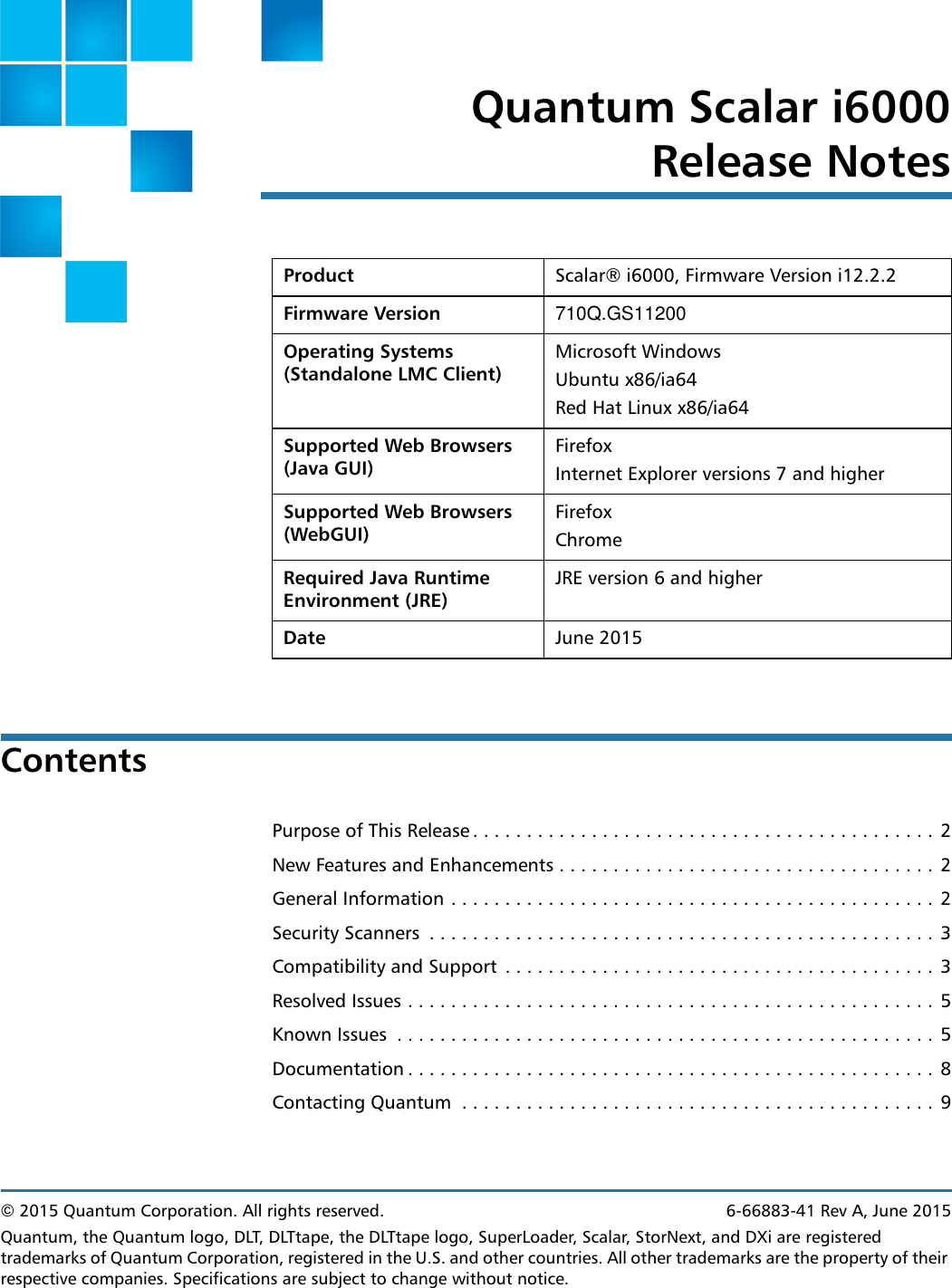 Page 1 of 10 - Quantum Quantum-Scalar-I6000-Release-Notes- Scalar I6000 I10.0.3 Release Notes  Quantum-scalar-i6000-release-notes