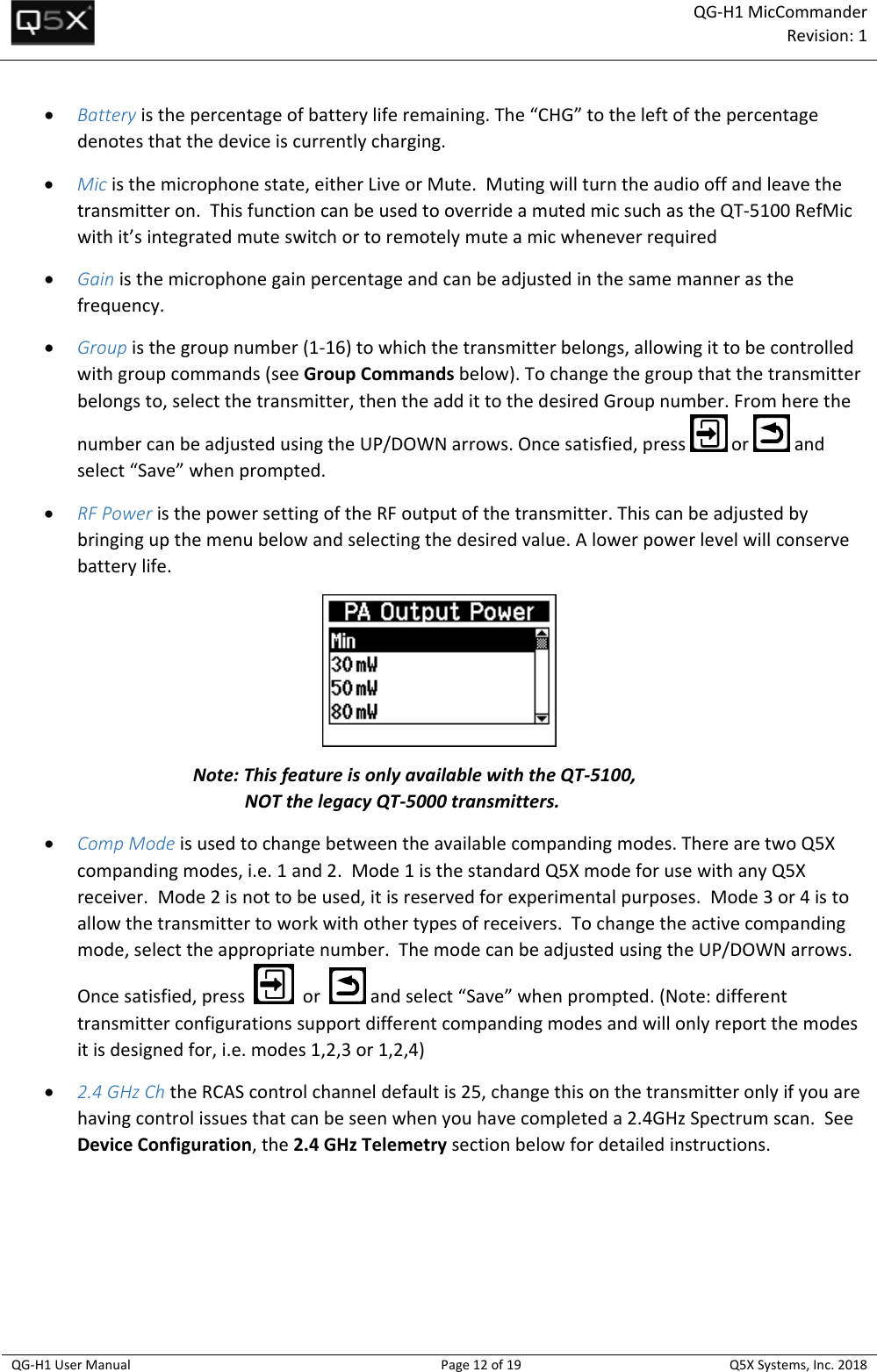 Page 12 of Quantum5x Systems QGH1 QG-H1 MIC COMMANDER AND QG-N3 NETWORK GATEWAY User Manual 