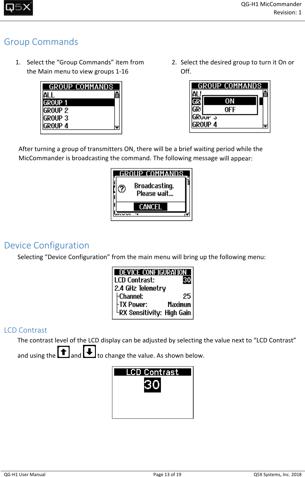 Page 13 of Quantum5x Systems QGH1 QG-H1 MIC COMMANDER AND QG-N3 NETWORK GATEWAY User Manual 