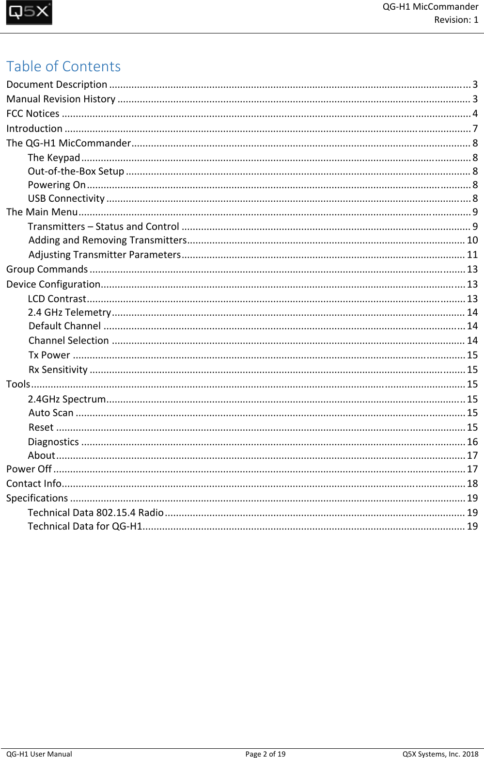 Page 2 of Quantum5x Systems QGH1 QG-H1 MIC COMMANDER AND QG-N3 NETWORK GATEWAY User Manual 
