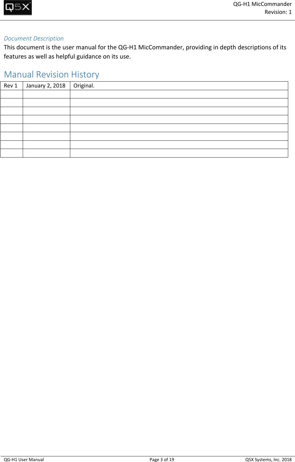 Page 3 of Quantum5x Systems QGH1 QG-H1 MIC COMMANDER AND QG-N3 NETWORK GATEWAY User Manual 
