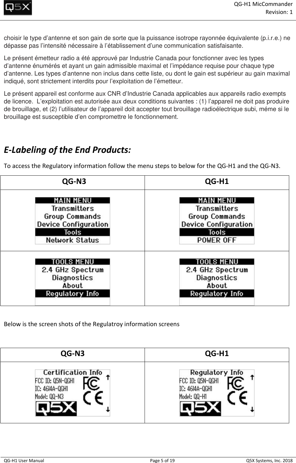 Page 5 of Quantum5x Systems QGH1 QG-H1 MIC COMMANDER AND QG-N3 NETWORK GATEWAY User Manual 