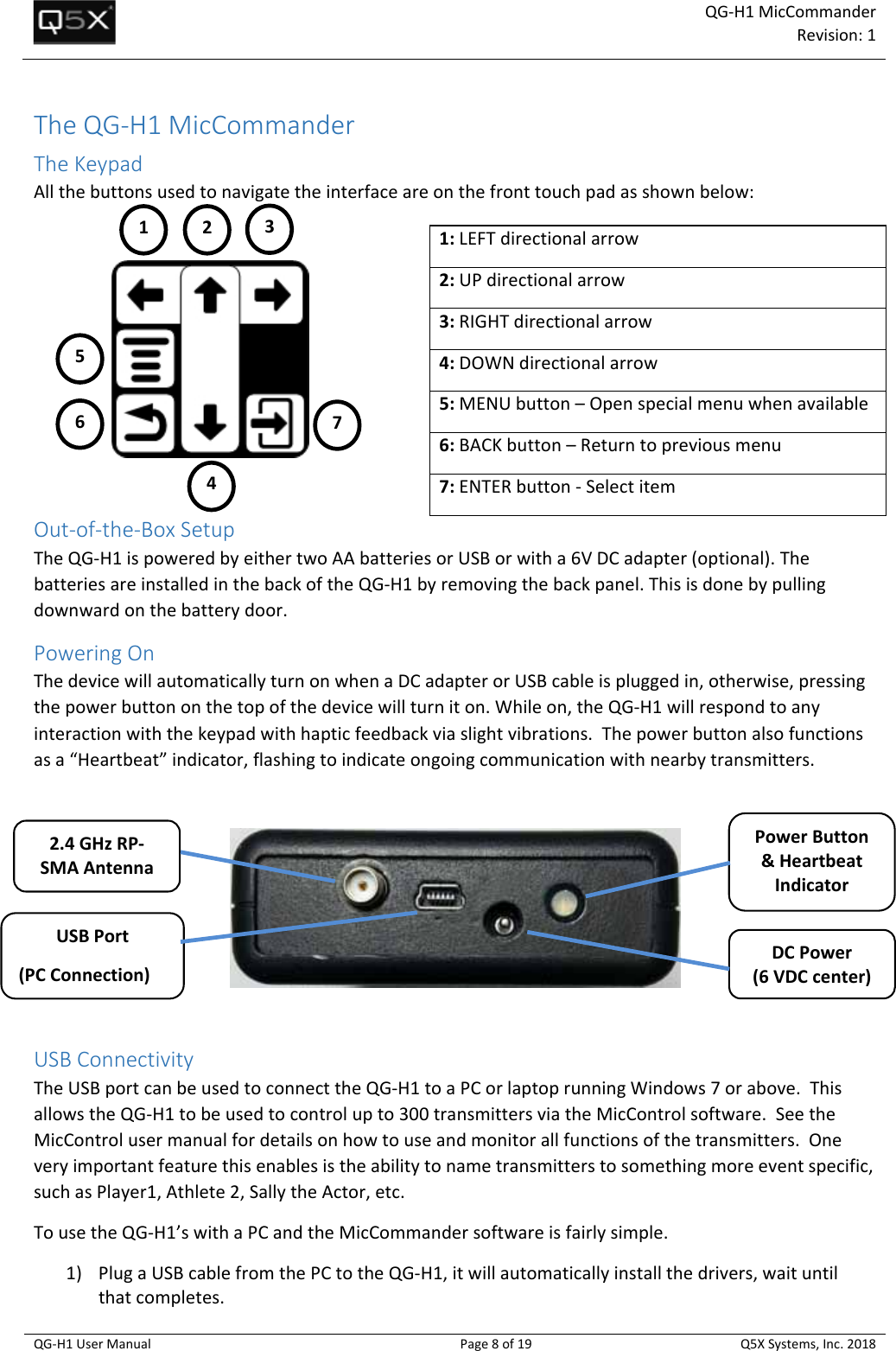 Page 8 of Quantum5x Systems QGH1 QG-H1 MIC COMMANDER AND QG-N3 NETWORK GATEWAY User Manual 