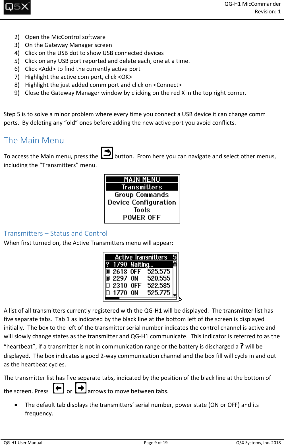 Page 9 of Quantum5x Systems QGH1 QG-H1 MIC COMMANDER AND QG-N3 NETWORK GATEWAY User Manual 