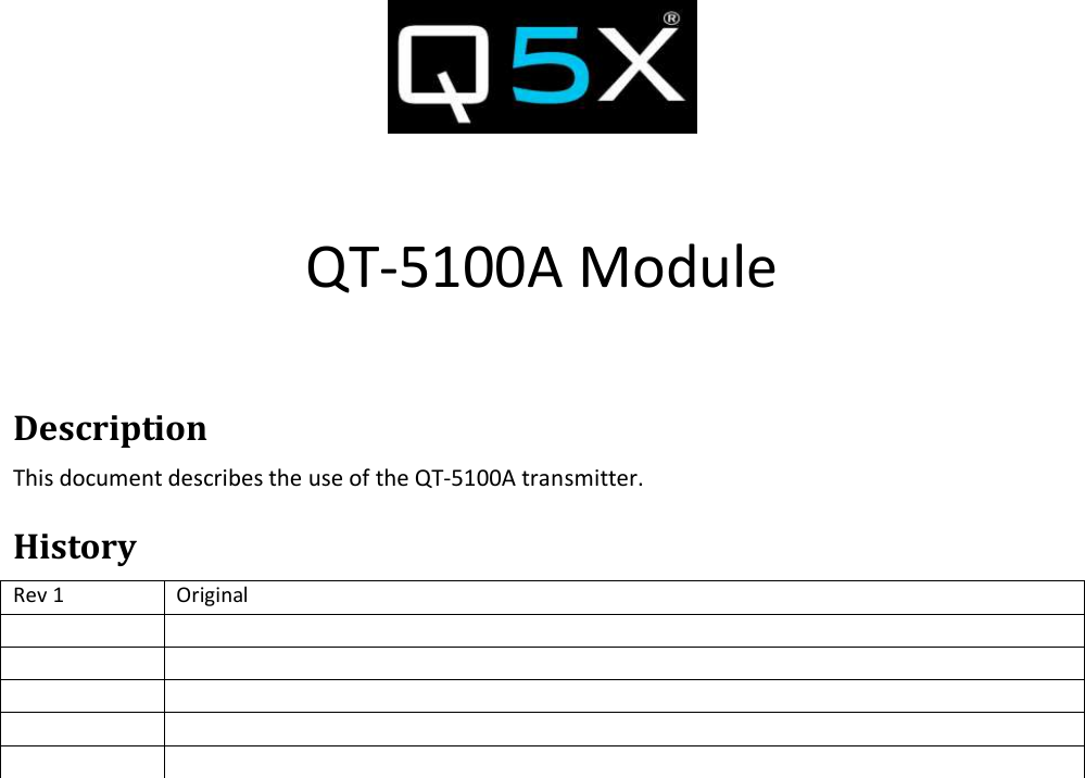 Page 1 of Quantum5x Systems QT5100A QT-5100A Module User Manual QT 5100 Module Rev 1 march15