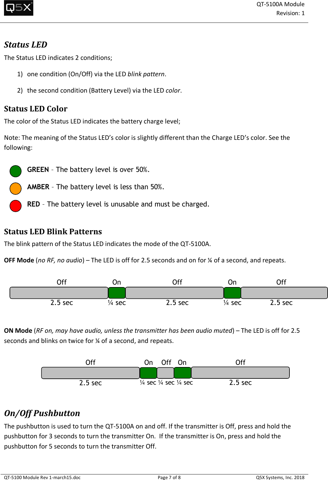 Page 7 of Quantum5x Systems QT5100A QT-5100A Module User Manual QT 5100 Module Rev 1 march15