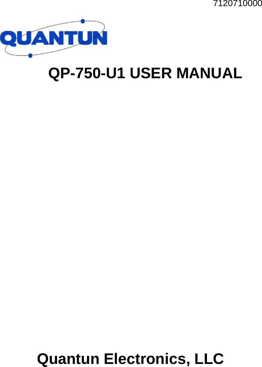 7120710000  QP-750-U1 USER MANUAL                  Quantun Electronics, LLC 