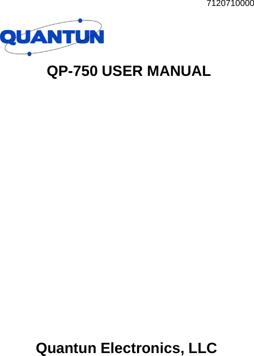 7120710000  QP-750 USER MANUAL                  Quantun Electronics, LLC 