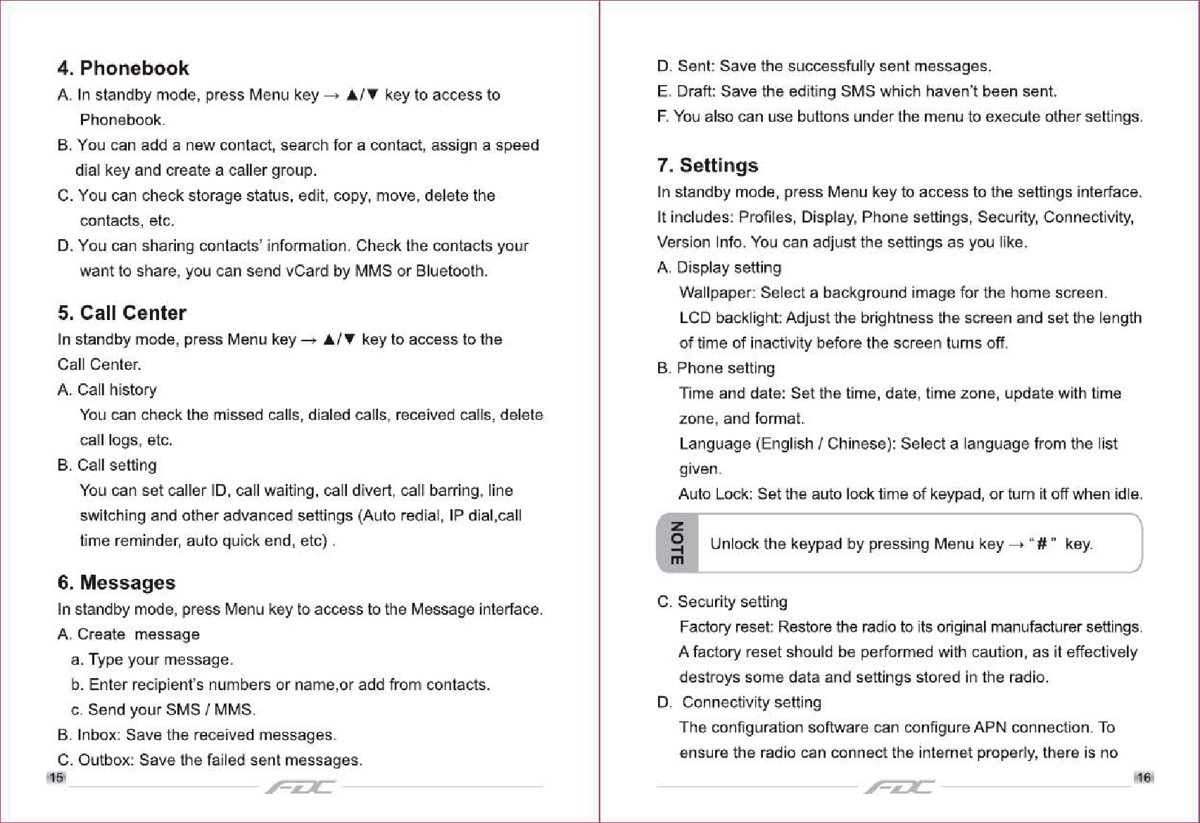 Page 11 of Quanzhou Feidaxin Electronics FD-798W 3G Network Radio User Manual