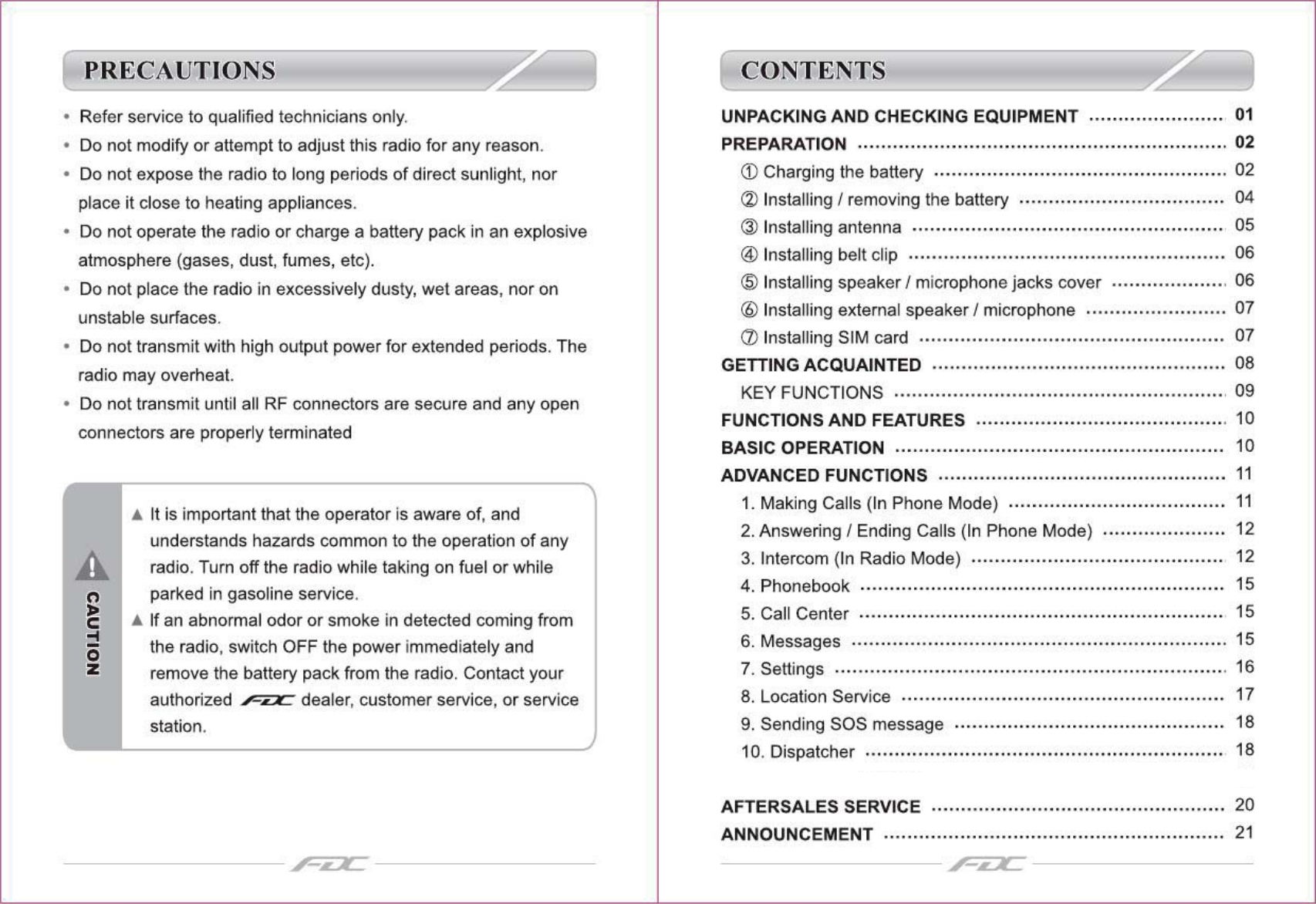 Page 3 of Quanzhou Feidaxin Electronics FD-798W 3G Network Radio User Manual