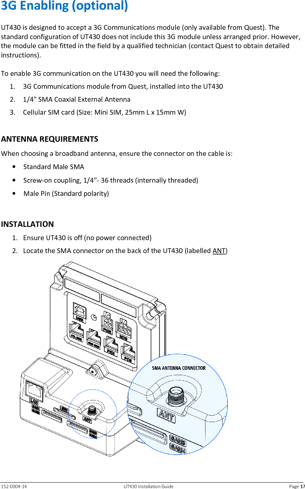   152-0004-14  UT430 Installation Guide  Page 18181818    