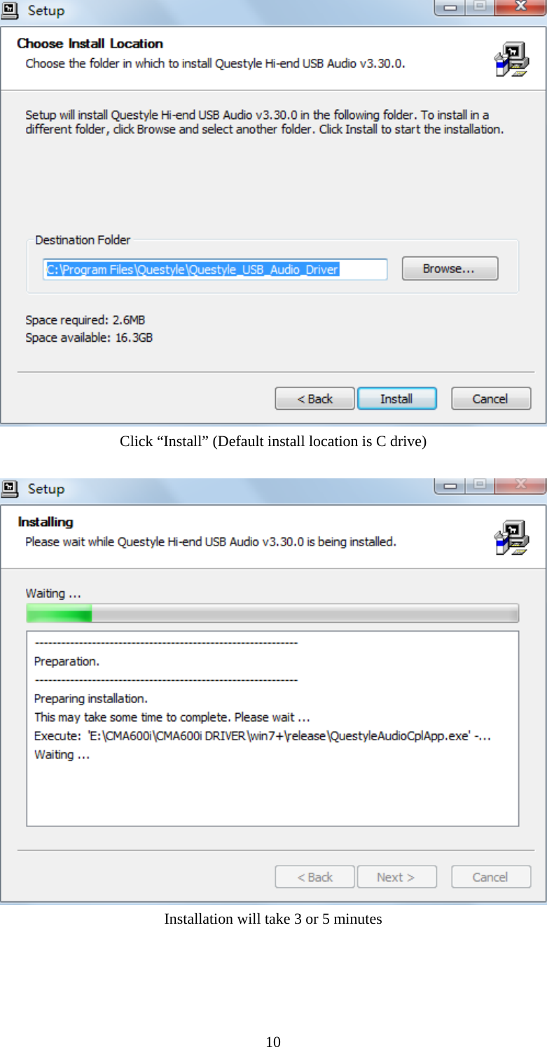  10 Click “Install” (Default install location is C drive)   Installation will take 3 or 5 minutes  