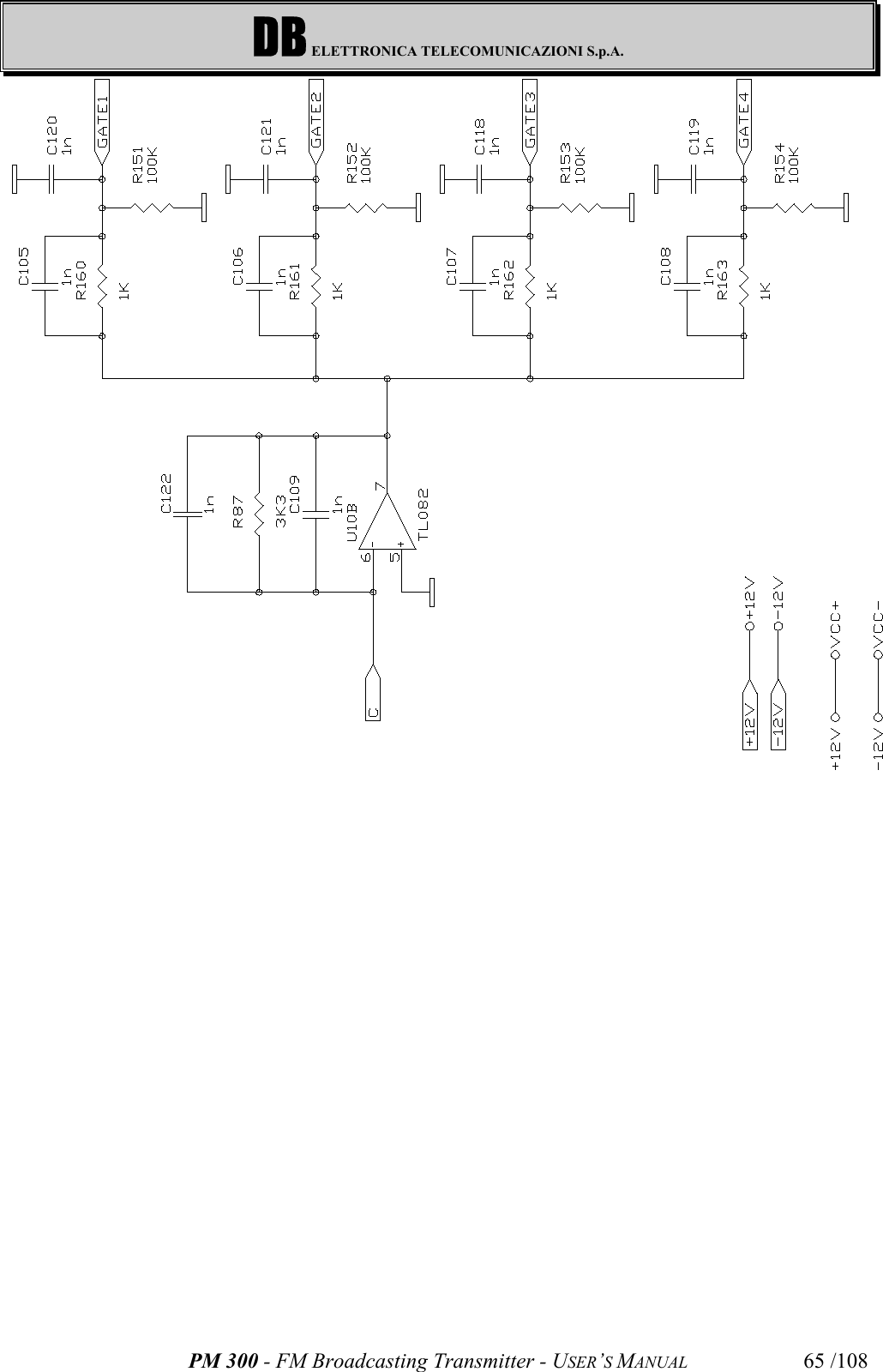 DB ELETTRONICA TELECOMUNICAZIONI S.p.A.PM 300 - FM Broadcasting Transmitter - USER’S MANUAL 65 /108