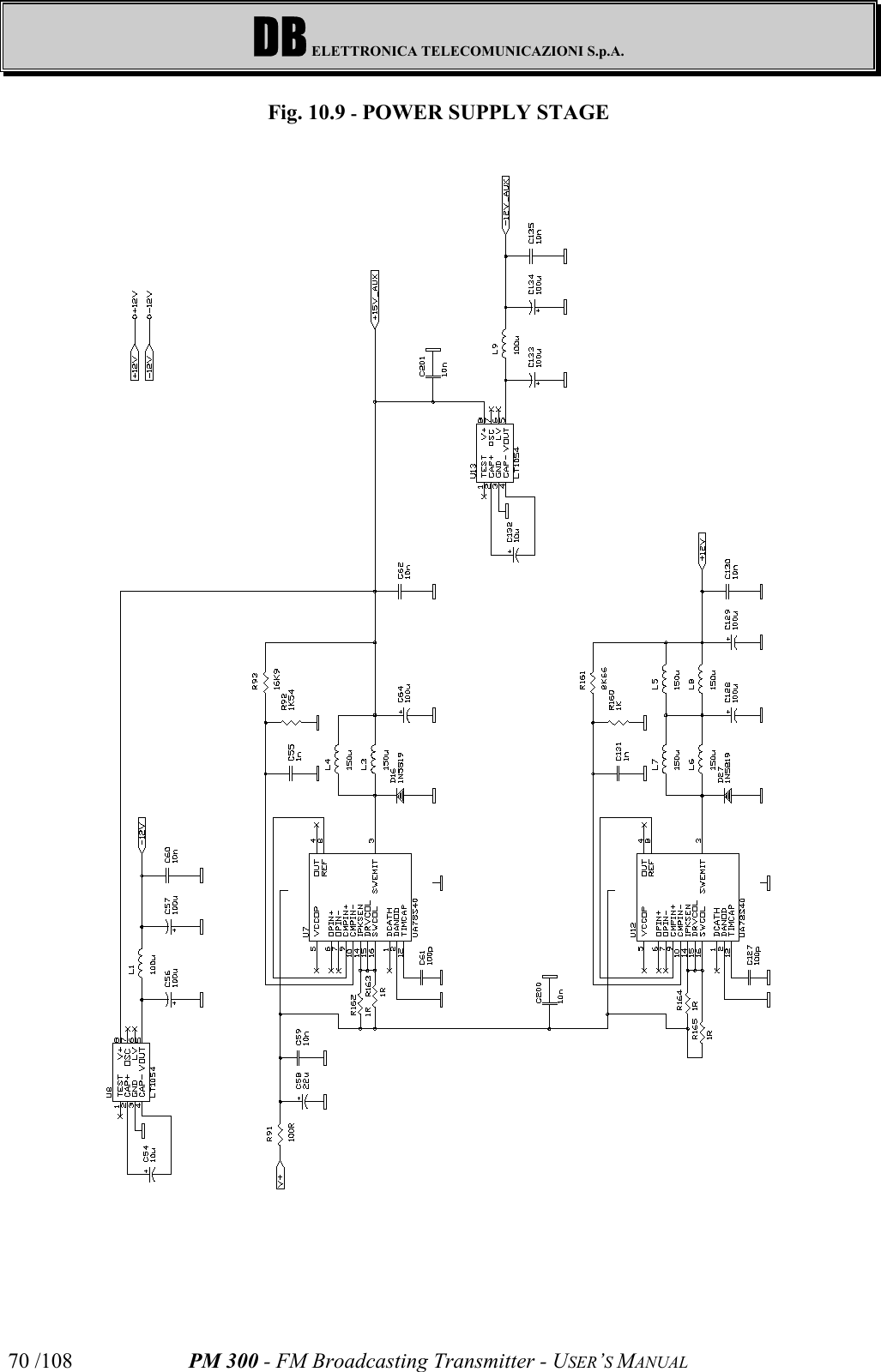 DB ELETTRONICA TELECOMUNICAZIONI S.p.A.PM 300 - FM Broadcasting Transmitter - USER’S MANUAL70 /108Fig. 10.9 - POWER SUPPLY STAGE