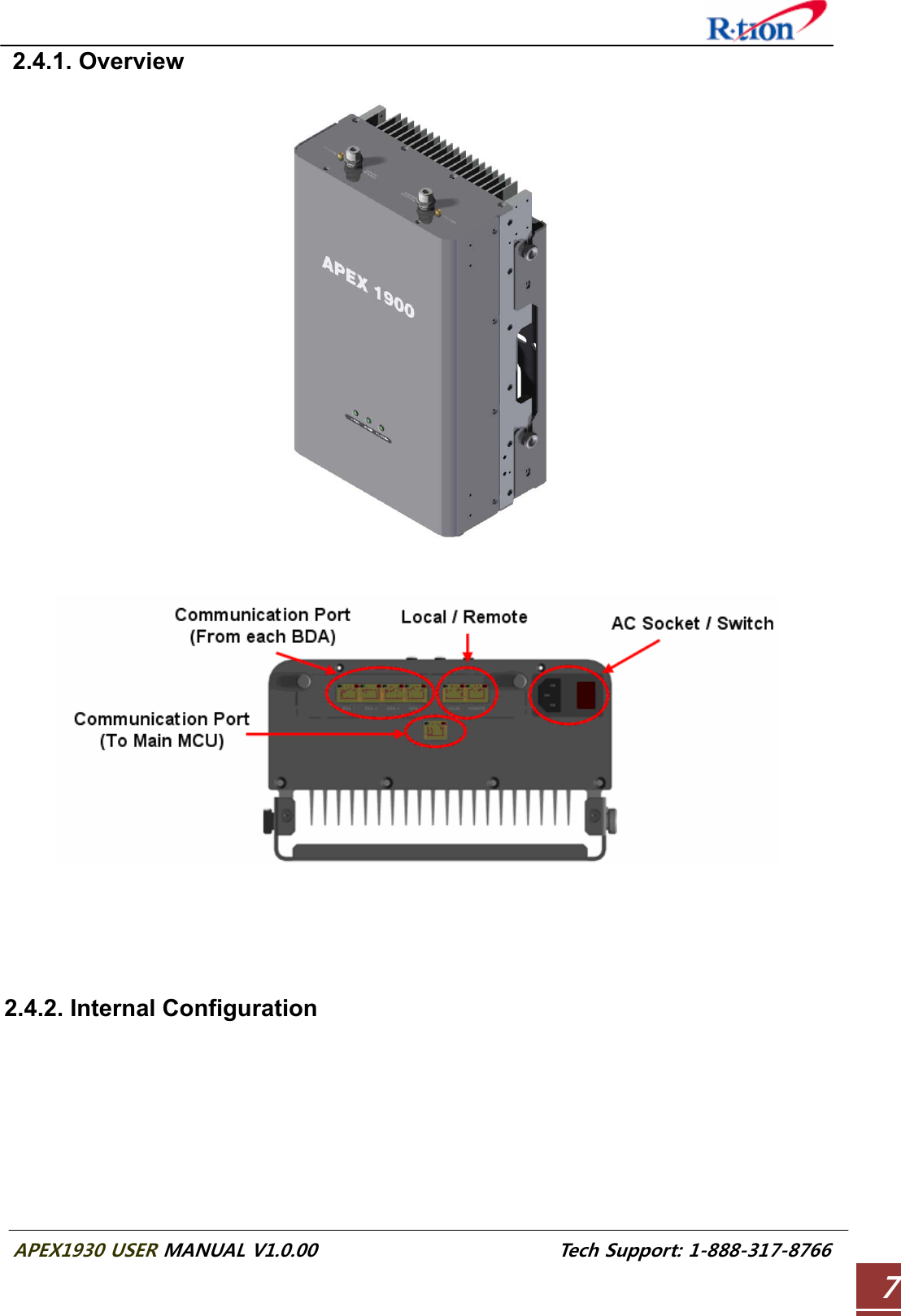  APEX1930 USER MANUAL V1.0.00                          Tech Support: 1-888-317-8766 72.4.1. Overview           2.4.2. Internal Configuration  