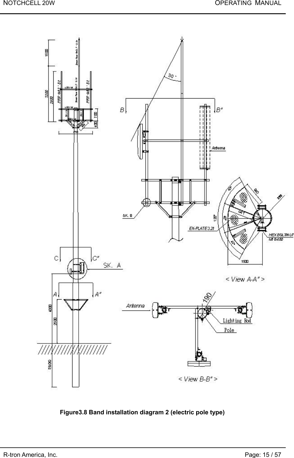 NOTCHCELL 20W           OPERATING  MANUAL R-tron America, Inc.                                                             Page: 15 / 57  Figure3.8 Band installation diagram 2 (electric pole type) 